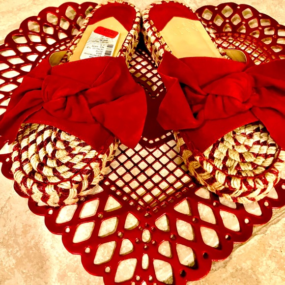 RUBY RED SUEDE SANDALS - Picture 1 of 8